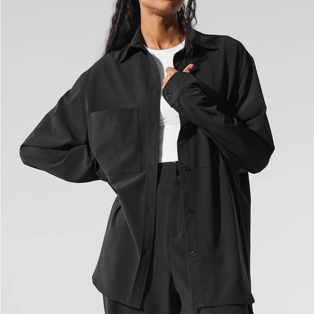 Alo Black Dreamscape Button Down Long Sleeve, Xs - image 1